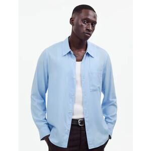 NWT Madewell The Perfect Shirt in Softdrape Twill Button-Up Blue XL